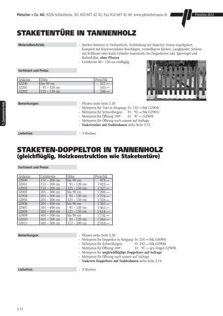 PREISLISTE 2012 - Pletscher & Co. AG