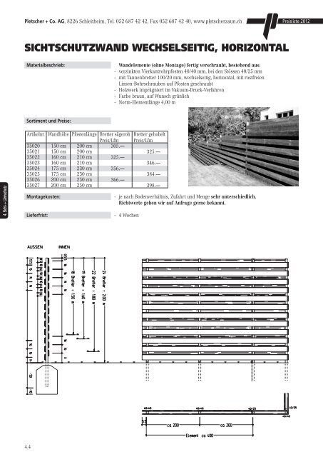 PREISLISTE 2012 - Pletscher & Co. AG