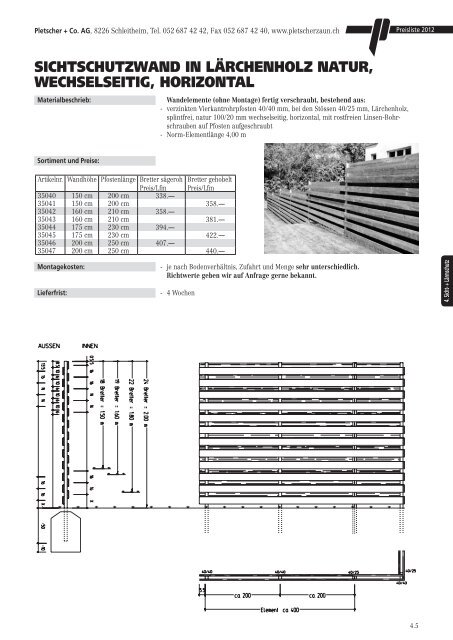 PREISLISTE 2012 - Pletscher & Co. AG