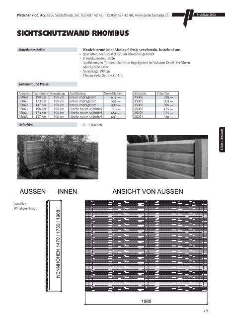 PREISLISTE 2012 - Pletscher & Co. AG