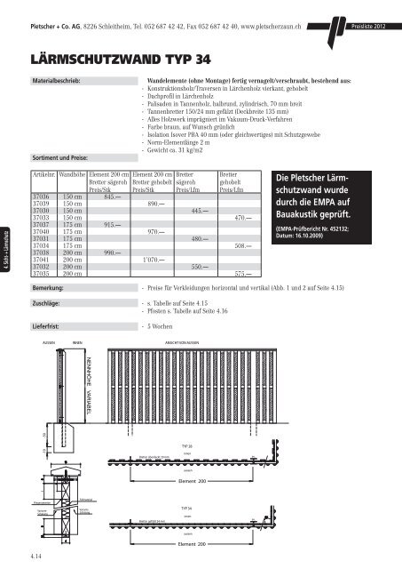 PREISLISTE 2012 - Pletscher & Co. AG