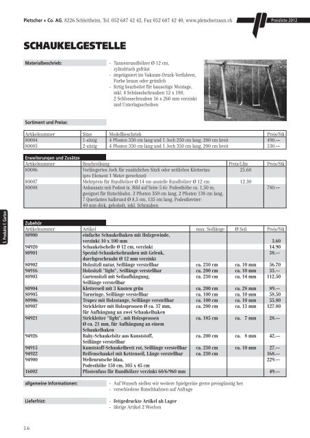 PREISLISTE 2012 - Pletscher & Co. AG