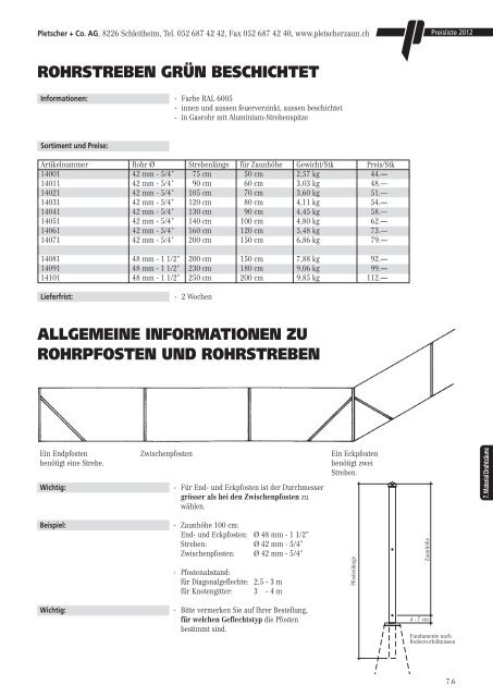 PREISLISTE 2012 - Pletscher & Co. AG