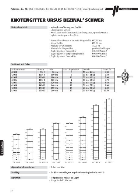 PREISLISTE 2012 - Pletscher & Co. AG