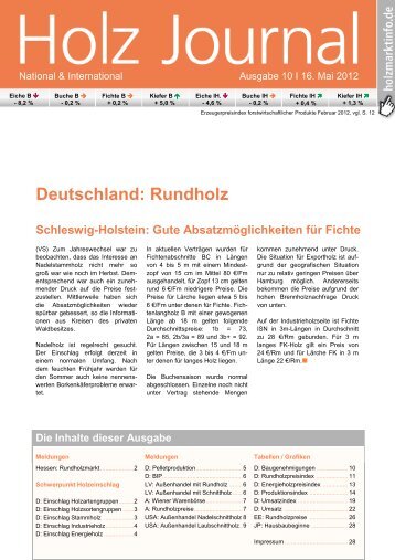 Deutschland: Rundholz Schleswig-Holstein - Holzmarktinfo