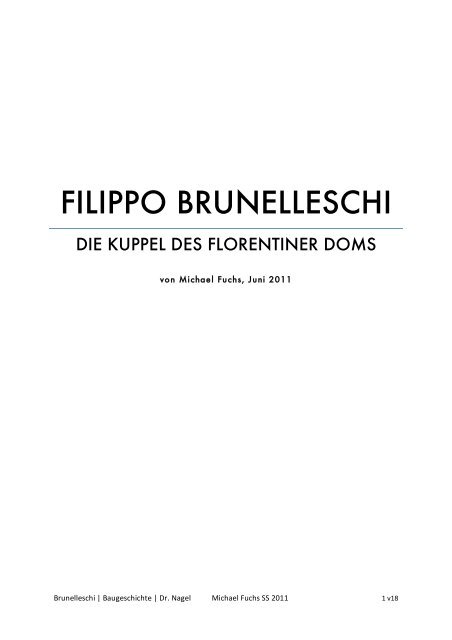 filippo brunelleschi - die kuppel des florentiner ... - gta fh heidelberg