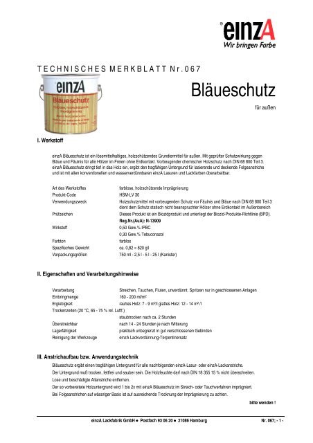 067 Bläueschutz - einzA