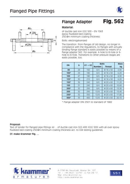 Flange Adapter - Krammer Armaturen