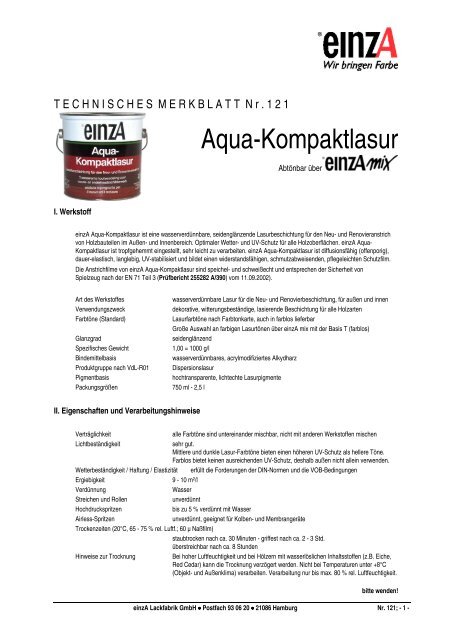 121 Aqua-Kompaktlasur - einzA