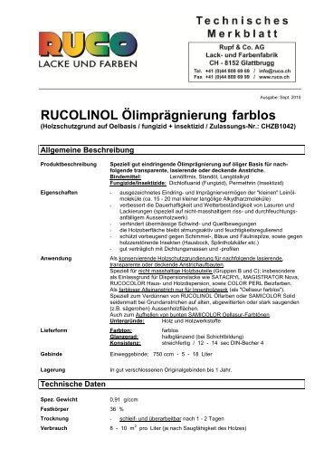 RUCOLINOL Ölimprägnierung farblos