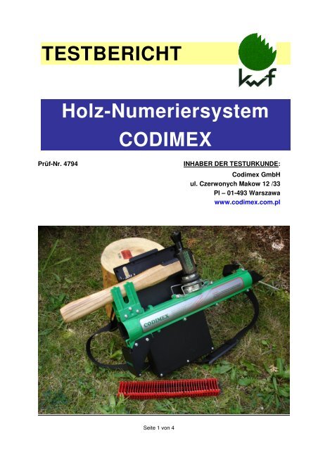 TESTBERICHT Holz-Numeriersystem CODIMEX