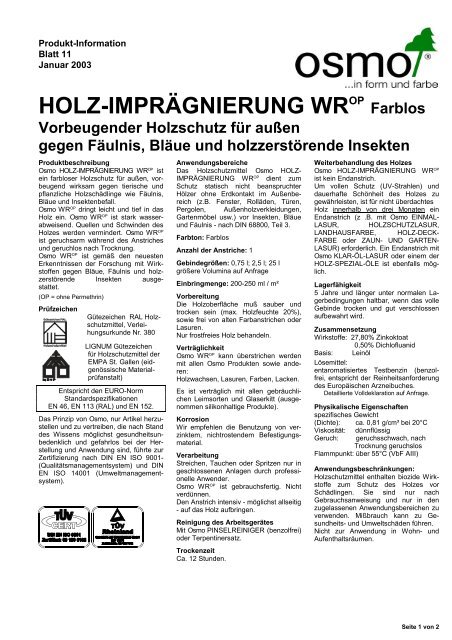 HOLZ-IMPRÄGNIERUNG WROP - Weber Baustoffe GmbH