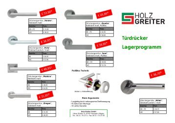 Türdrücker Lagerprogramm - Holz Greiter