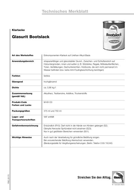 Technisches Merkblatt Glasurit Bootslack
