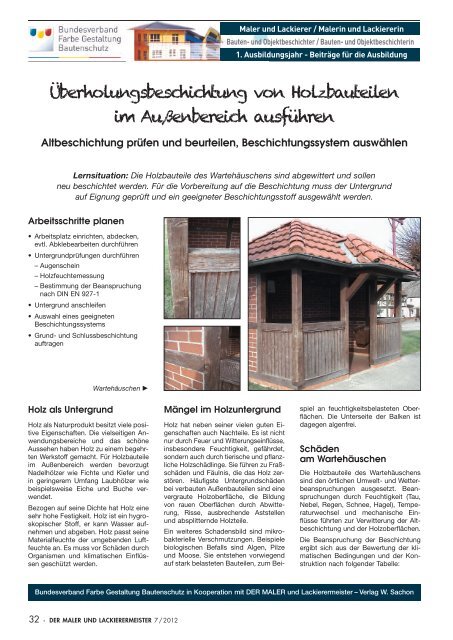 Überholungsbeschichtung von Holzbauteilen im Außenbereich ...