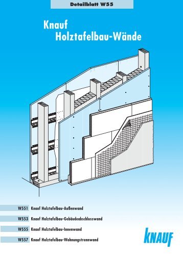 Detailblatt W55 - Knauf Holztafelbau-Wände - bei Knauf