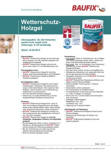 Produktname Wetterschutz- Holzgel - Baufix