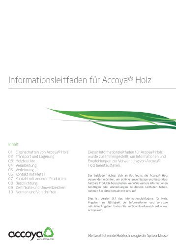 Informationsleitfaden für Accoya® Holz