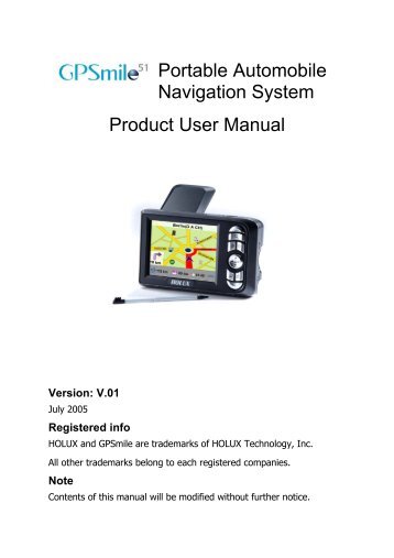 Portable Automobile Navigation System Product User Manual