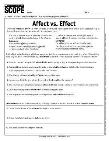 affect vs. effect - Scholastic