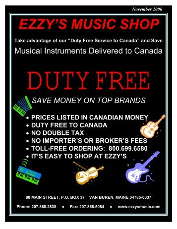 EZZY'S MUSIC SHOP Take advantage of our “Duty Free Service to ...