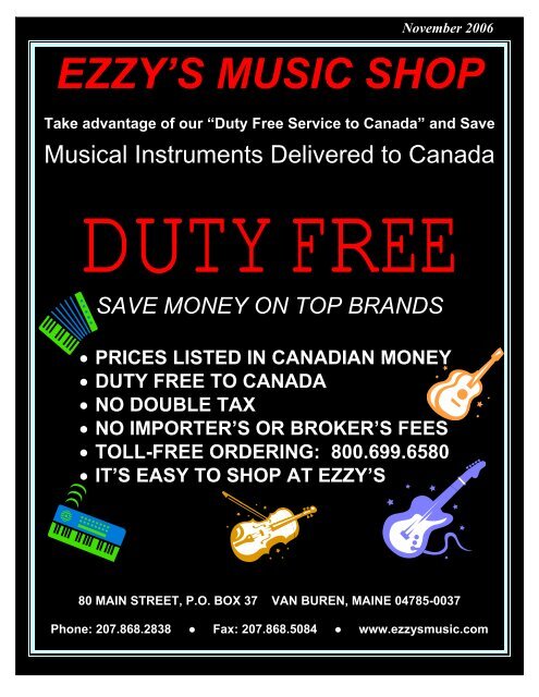 EZZY'S MUSIC SHOP Take advantage of our “Duty Free Service to ...