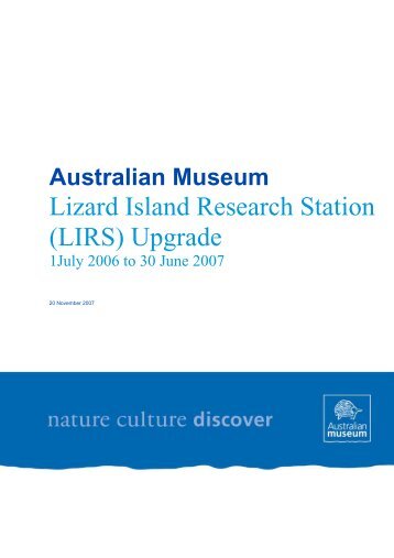 Lizard Island Research Station (LIRS) Upgrade - Australian Museum