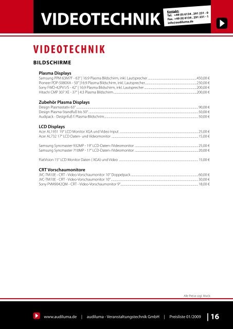 mietpreisliste - audiluma - Veranstaltungstechnik GmbH