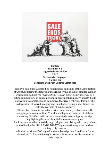 Banksy - Sale Ends V2 (signed)