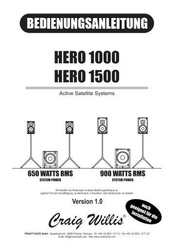 HERO 1000 HERO 1500 - NOVA by CRAAFT Audio