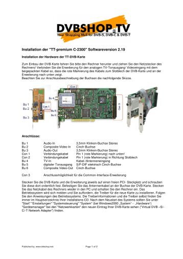 Installation der "TT-premium C-2300" Softwareversion ... - DVB Shop