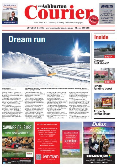 Ashburton Courier: October 09, 2025