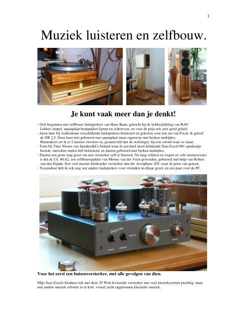 Muziek luisteren en zelfbouw. - Speaker &amp; Co