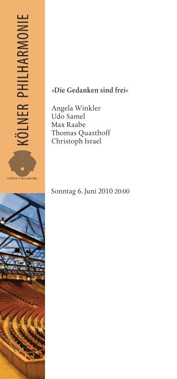Angela Winkler Udo Samel Max Raabe Thomas Quasthoff - Kölner ...