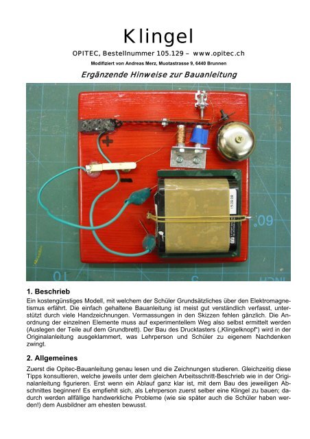 Bauanleitung elektrische Klingel