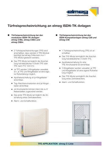 Türfreisprecheinrichtung an elmeg ISDN-TK-Anlagen - Passiontec