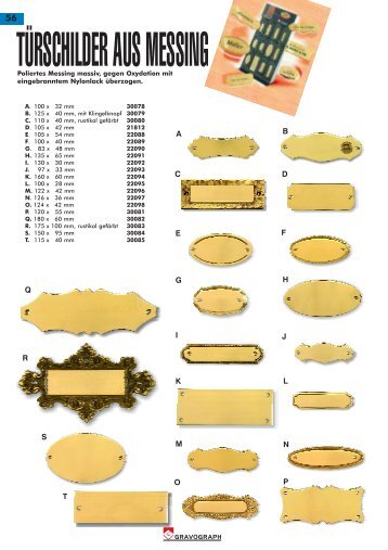 Türschilder aus Messing - Gravograph