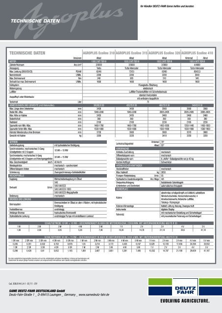 AGROPLUS Ecoline 310 • 315 • 320 • 410 - Same Deutz Fahr's