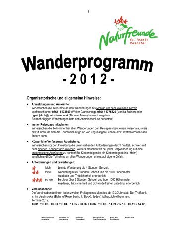 Wanderprogramm 2012 - Naturfreunde