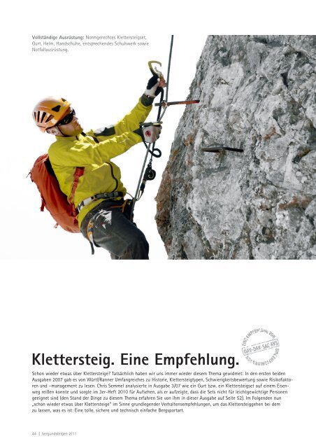 Klettersteig. Eine Empfehlung - Bergundsteigen