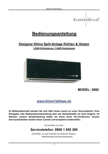 Bedienungsanleitung 5082 - Klima1stKlaas