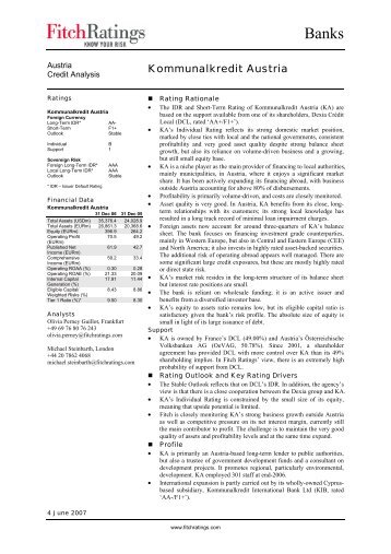 Fitch: Credit Analysis, June 2007 - Kommunalkredit Austria AG