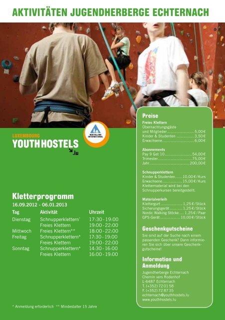 AKTIVITÄTEN JUGENDHERBERGE ECHTERNACH - Youth Hostels