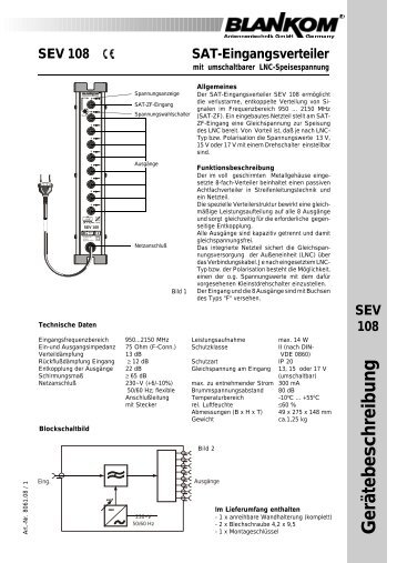 SEV 108 SAT-Eingangsverteiler - BLANKOM Antennentechnik GmbH