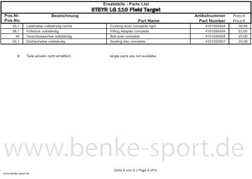 Ersatzteile Steyr LG110 FT - Benke-Sport