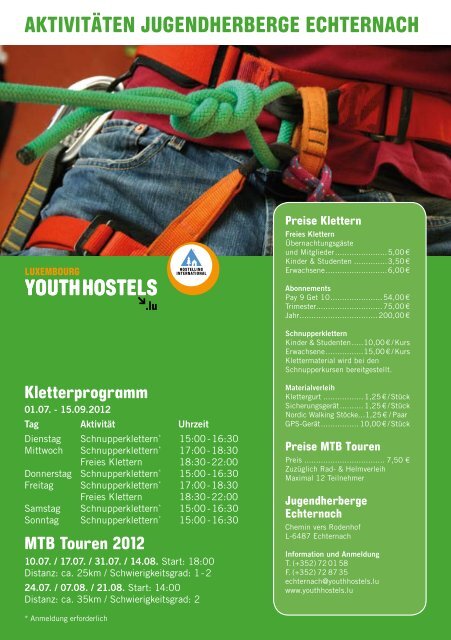 AKTIVITÄTEN JUGENDHERBERGE ECHTERNACH - Youth Hostels