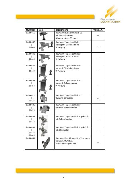 Baumann-Solartechnik Montagesystem