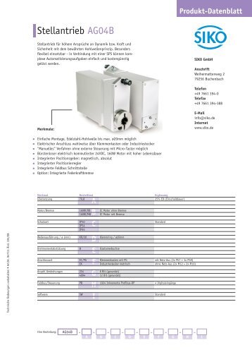 Produkt-Datenblatt - SIKO GmbH