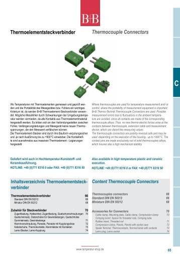 Thermoelementsteckverbinder Thermocouple ... - Temperatur-Shop