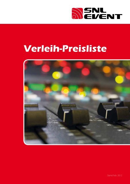 Verleih-Preisliste - SnL Event, Veranstaltungstechnik Witten